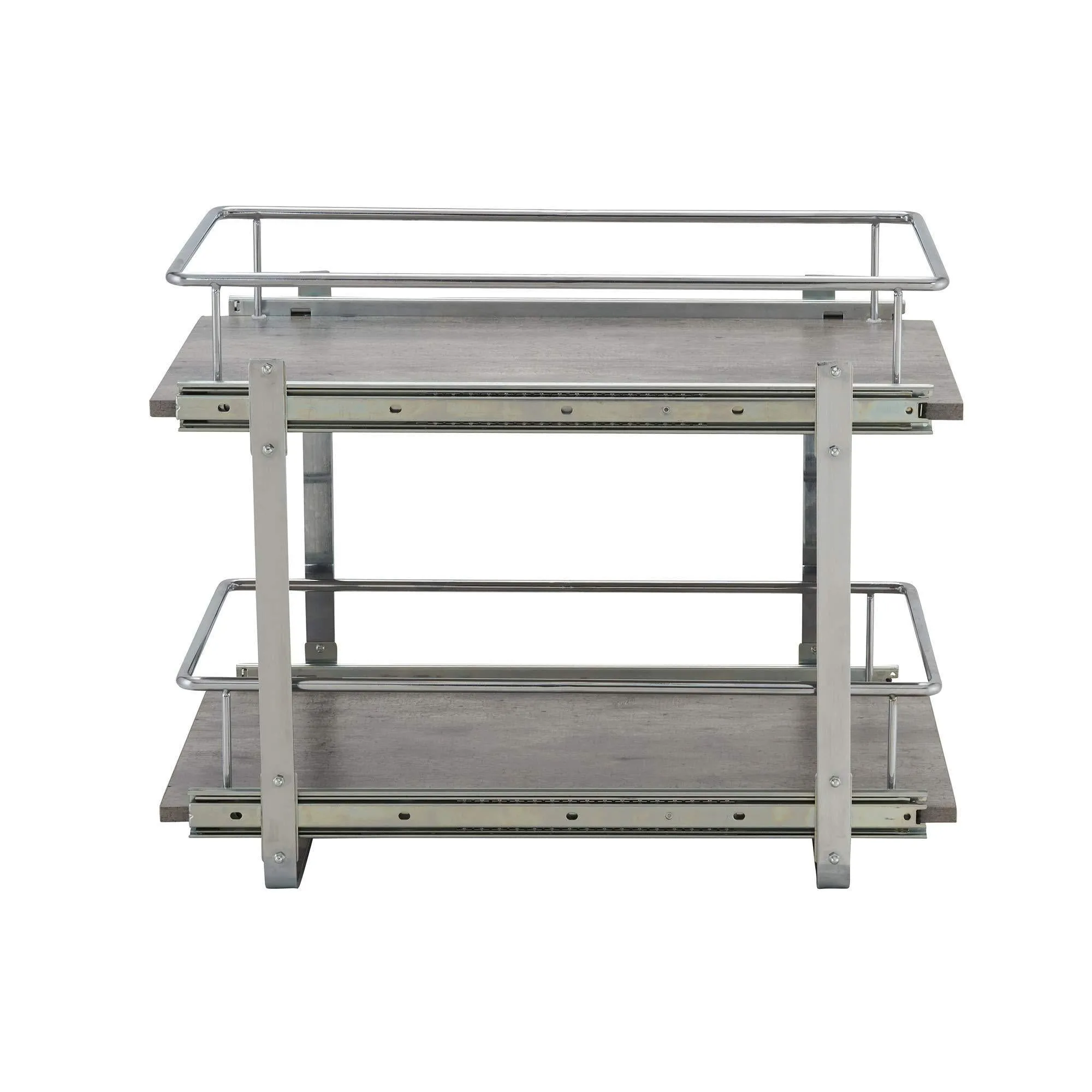 Household Essentials C53335-1 Glidez 2-Tier Kitchen Cabinet Organizer | Pull Out Shelves for Storage | 22 in D x 14.5 in W x 17 in H | Faux Concrete, Wide