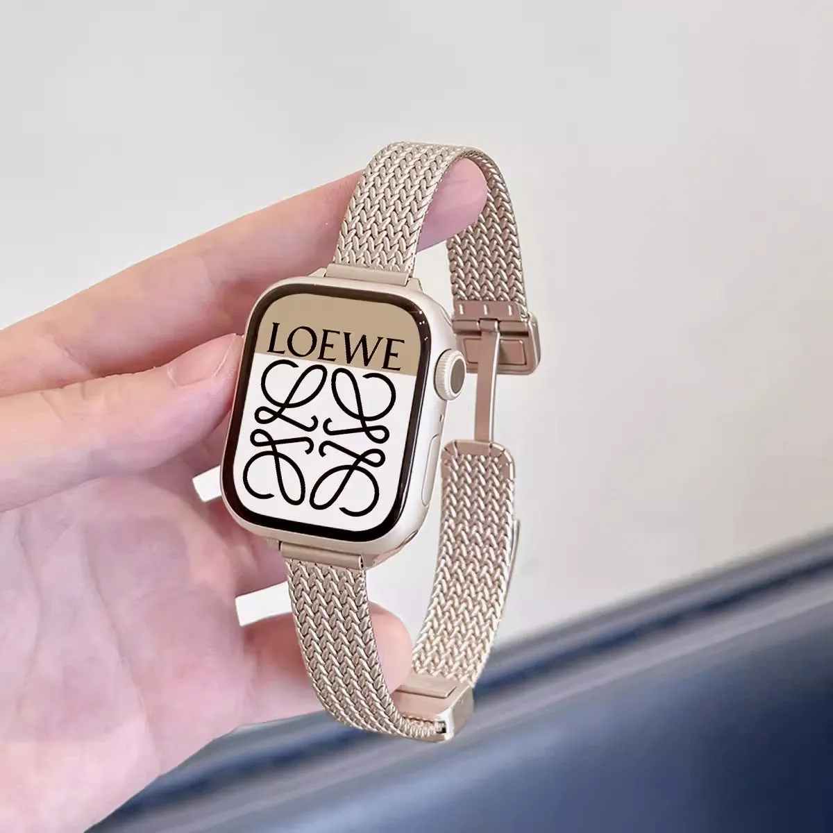 INSTOCK-Iwatch stainless steel metal wheat ear herringbone strap