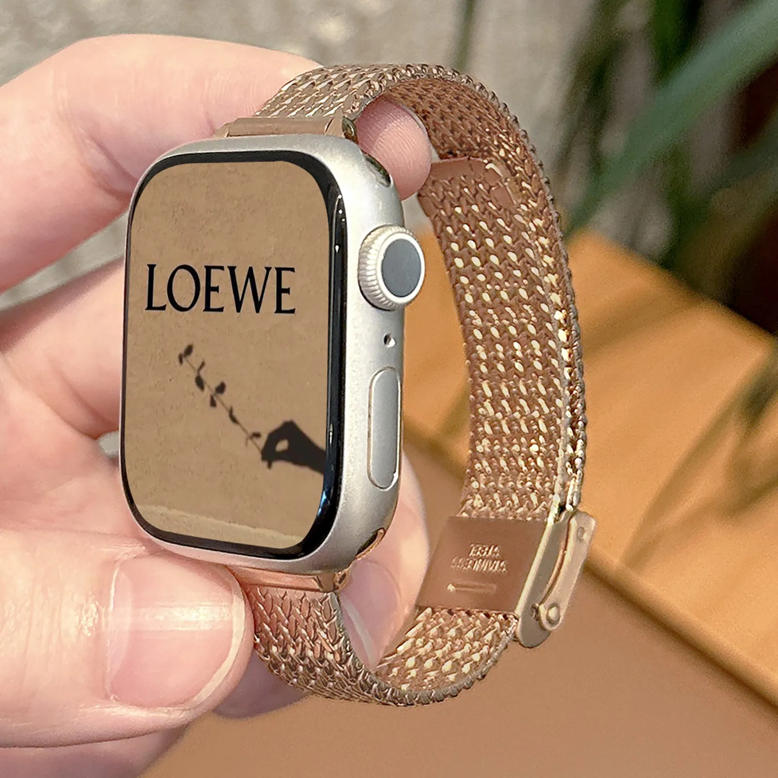 INSTOCK-Iwatch stainless steel metal wheat ear herringbone strap