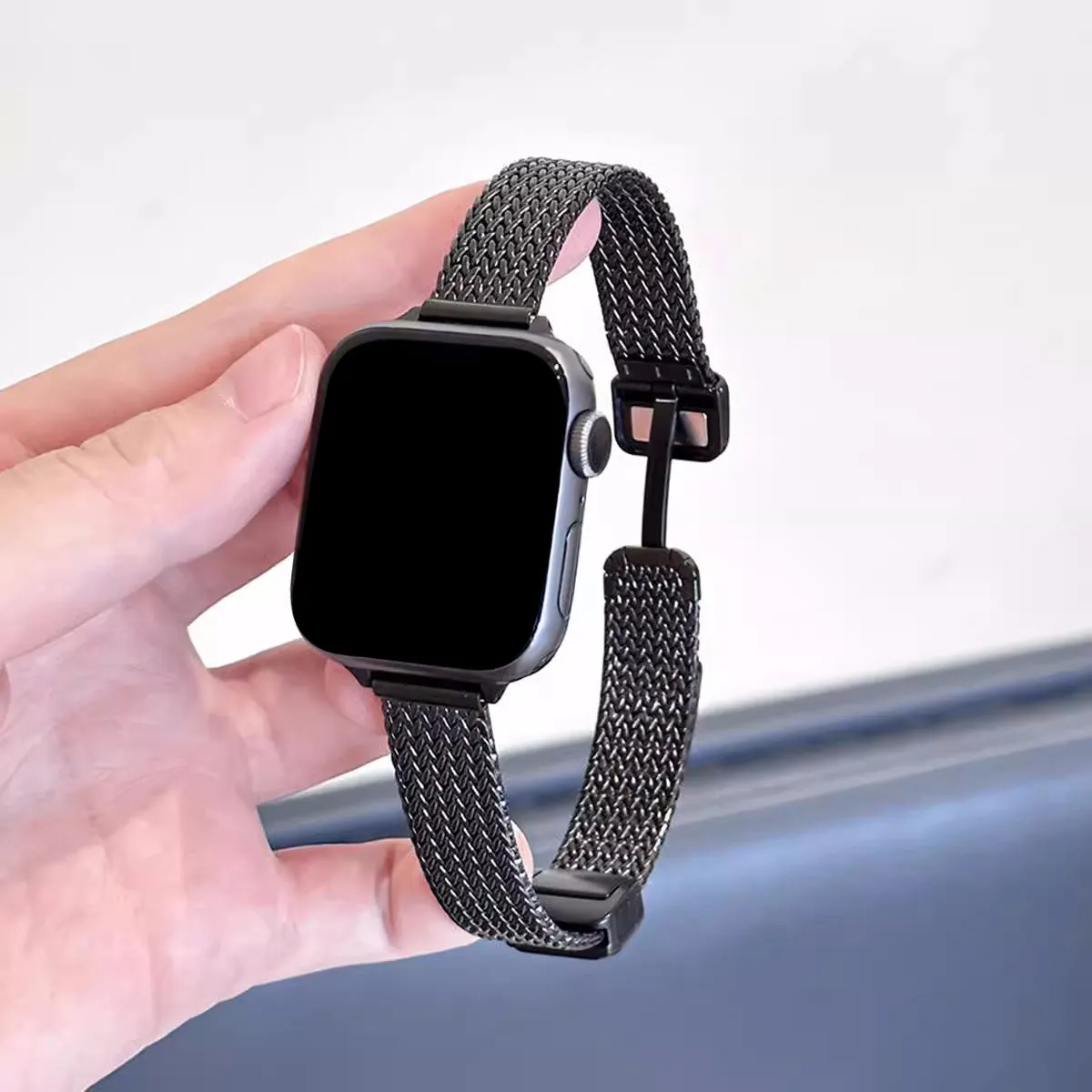 INSTOCK-Iwatch stainless steel metal wheat ear herringbone strap