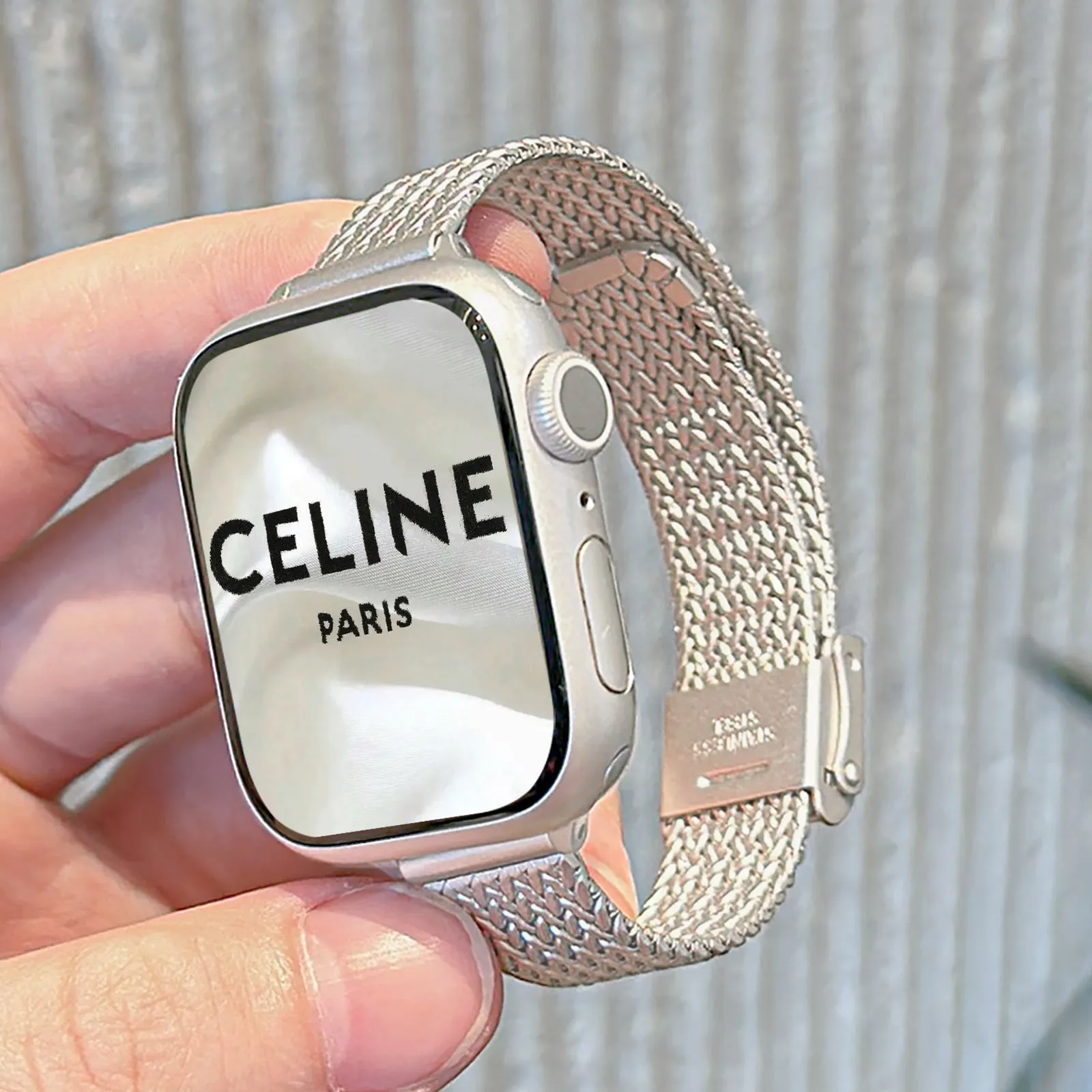 INSTOCK-Iwatch stainless steel metal wheat ear herringbone strap
