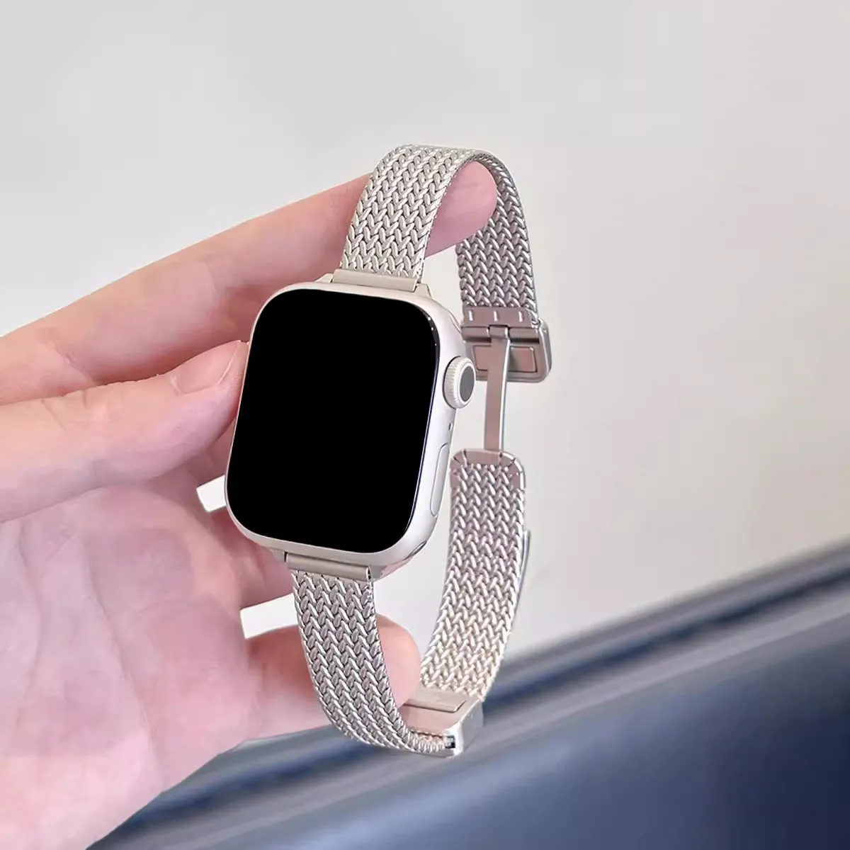 INSTOCK-Iwatch stainless steel metal wheat ear herringbone strap