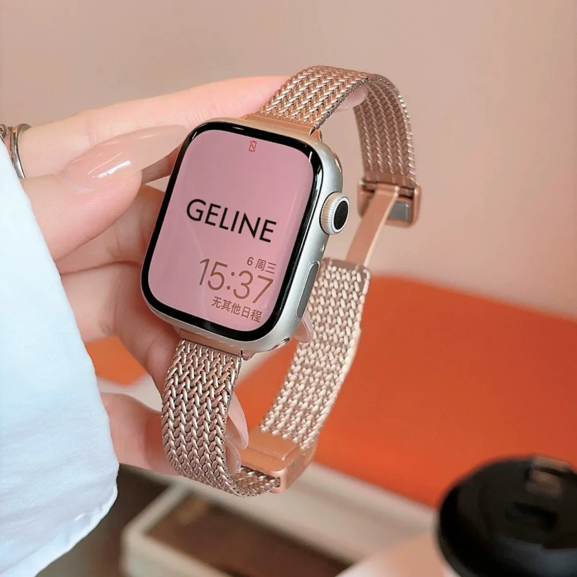 INSTOCK-Iwatch stainless steel metal wheat ear herringbone strap