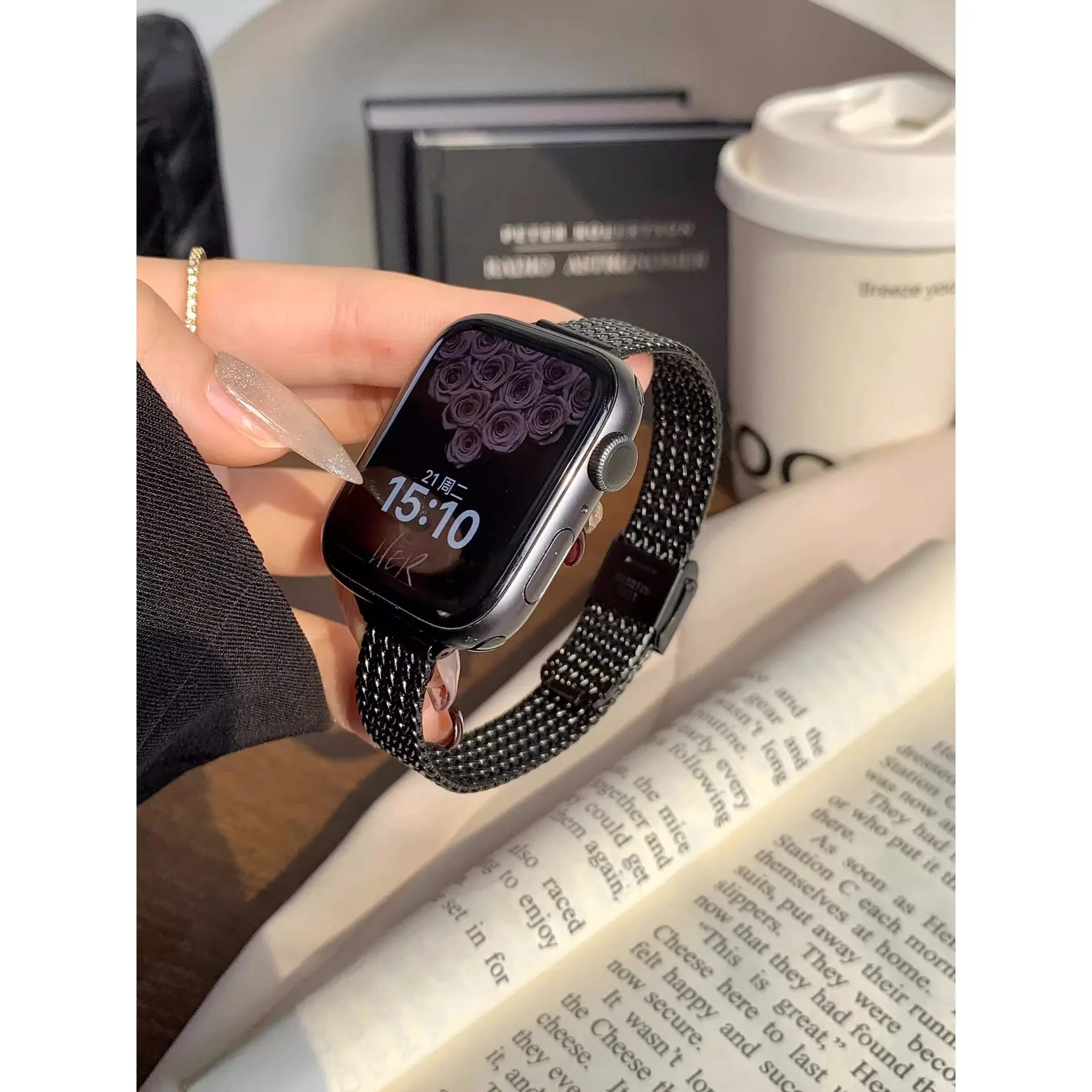 INSTOCK-Iwatch stainless steel metal wheat ear herringbone strap