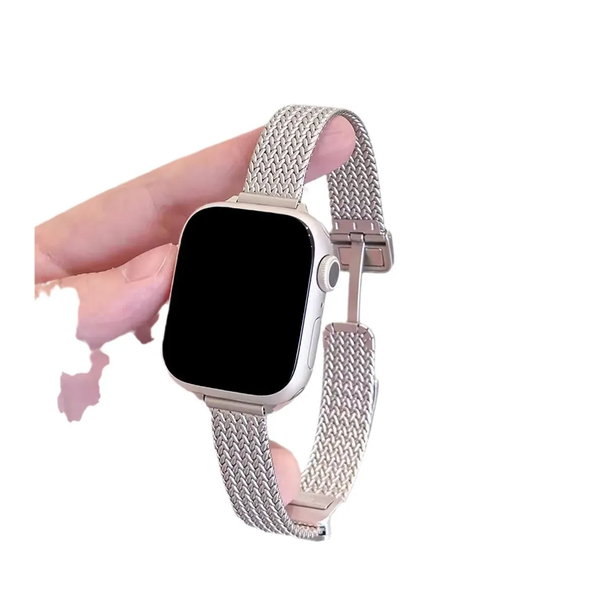 INSTOCK-Iwatch stainless steel metal wheat ear herringbone strap