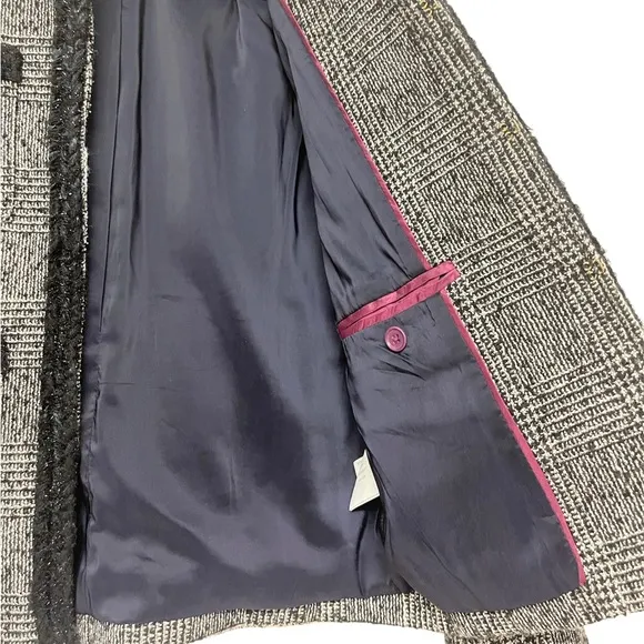J. Crew Women's Glen Plaid Braided Trim Tweed JacketWool Blend Size 0