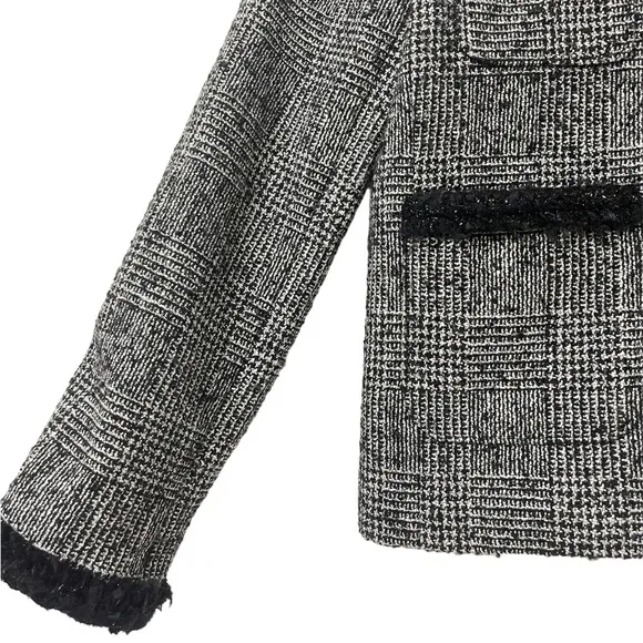 J. Crew Women's Glen Plaid Braided Trim Tweed JacketWool Blend Size 0