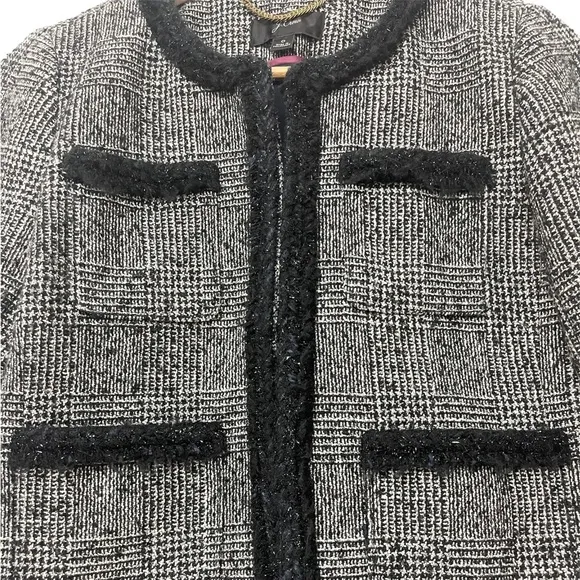 J. Crew Women's Glen Plaid Braided Trim Tweed JacketWool Blend Size 0
