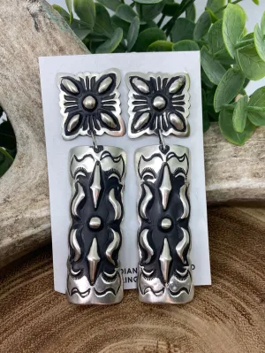 Lane Sterling Stamped Concho Post Earrings