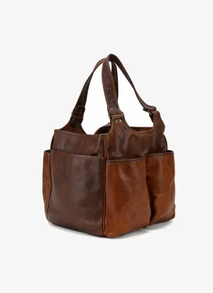 Leather Picnic Tote with Four Wine Bottle Pockets