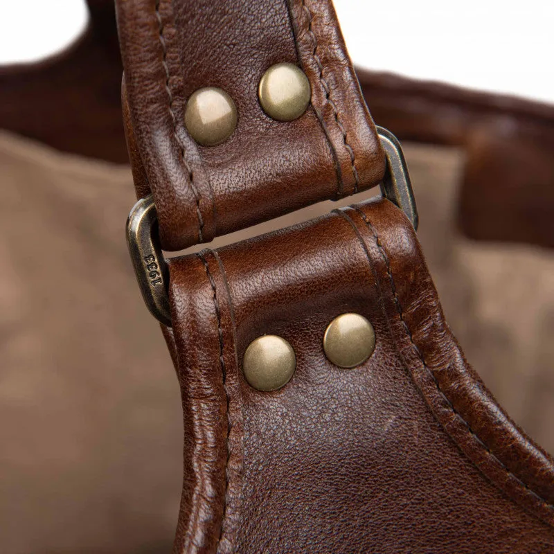 Leather Picnic Tote with Four Wine Bottle Pockets
