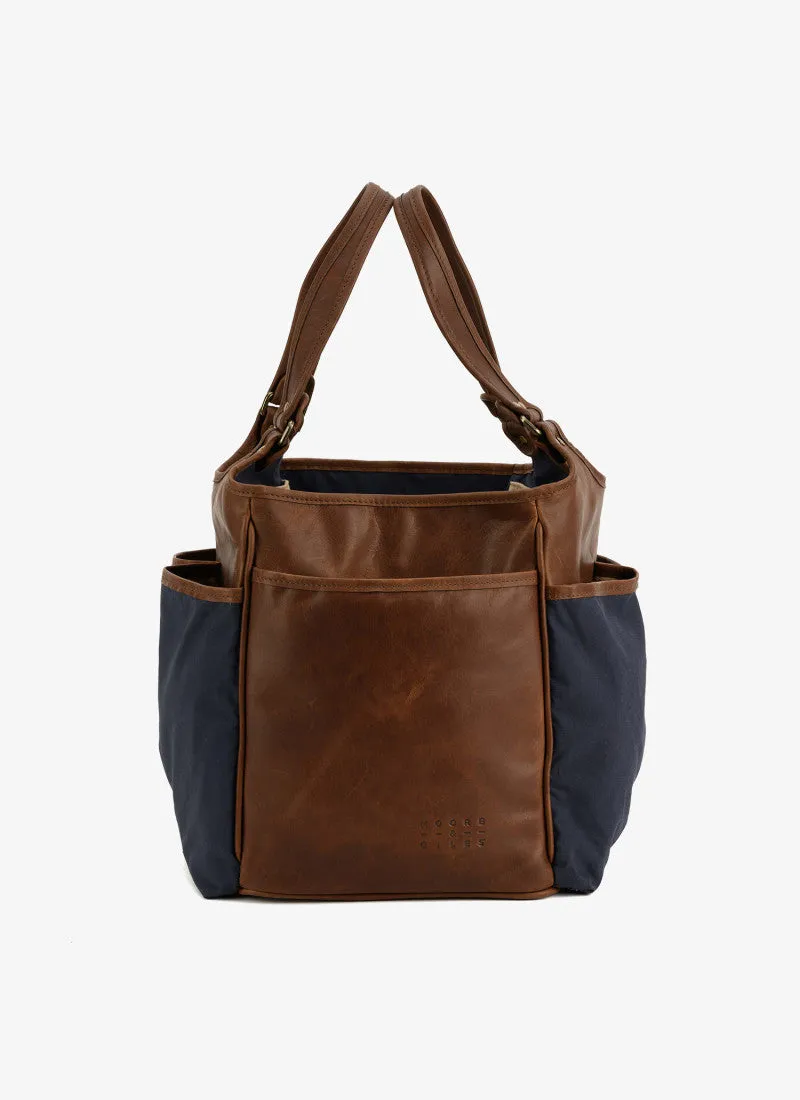 Leather Picnic Tote with Four Wine Bottle Pockets