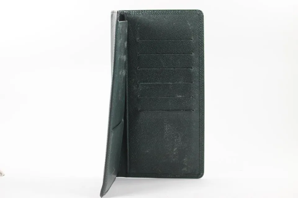 Louis Vuitton Dark Green Taiga Leather Brazza Wallet Long Card Holder 16lv1103