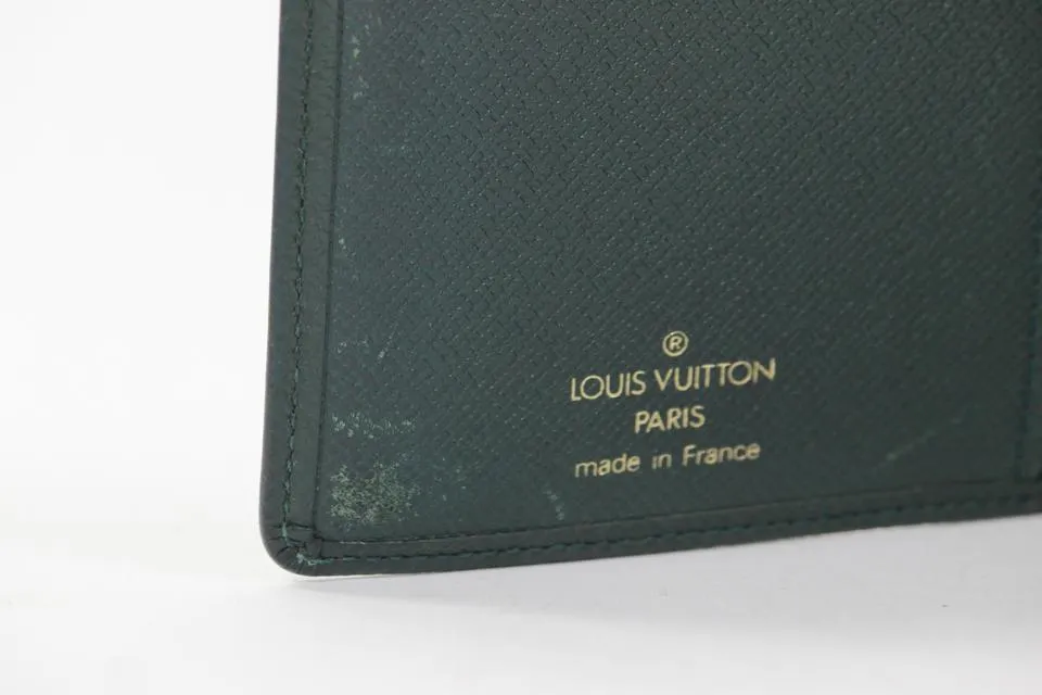 Louis Vuitton Dark Green Taiga Leather Brazza Wallet Long Card Holder 16lv1103