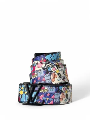 Louis Vuitton Graffiti Cartoon Belt – Multicolor Street Art LV Buckle