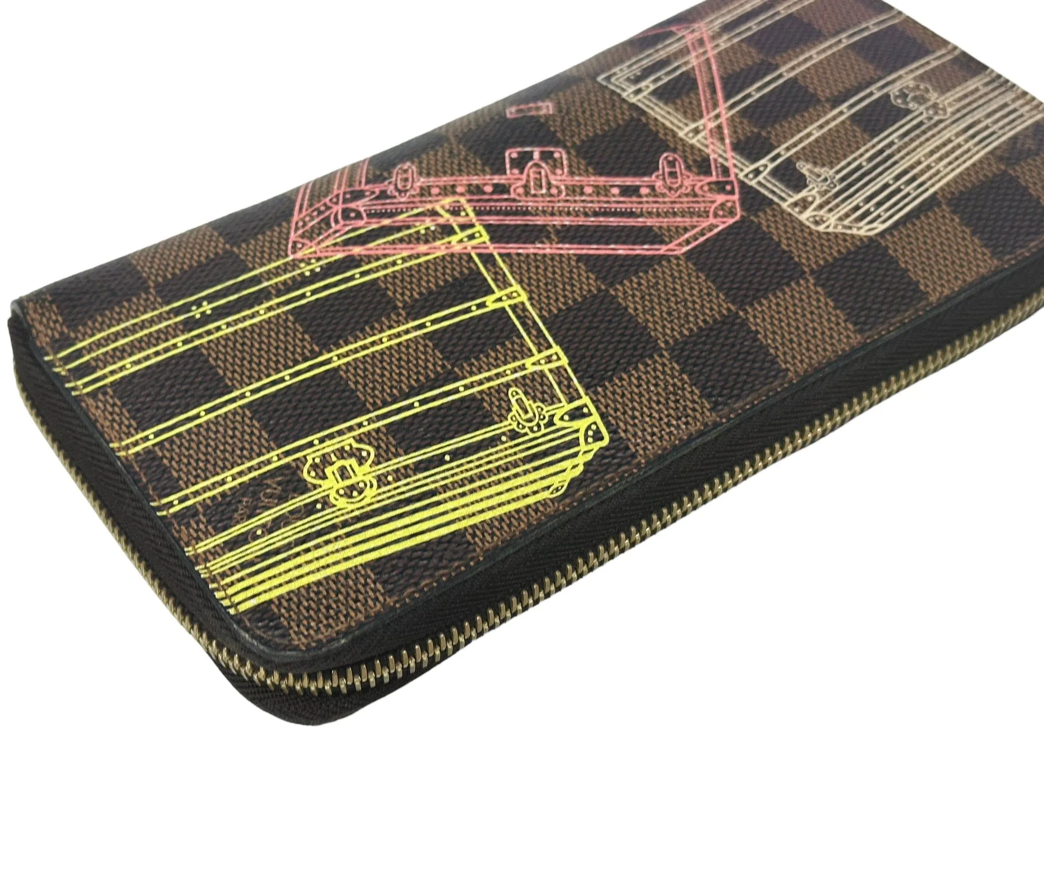 Louis Vuitton N63026 Brown Damier Tiger Illustration Zipper Round Wallet