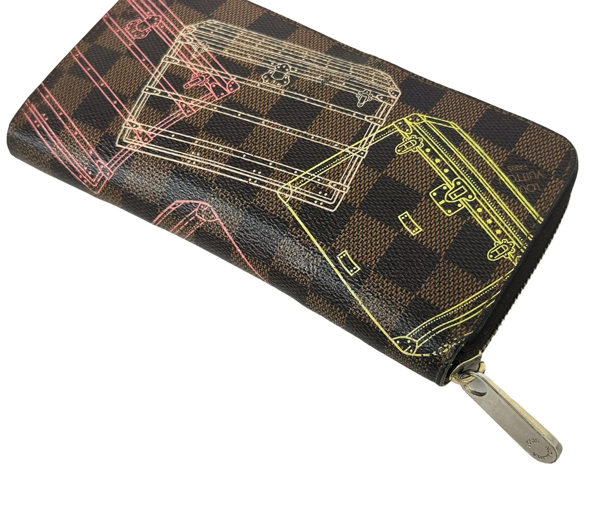 Louis Vuitton N63026 Brown Damier Tiger Illustration Zipper Round Wallet