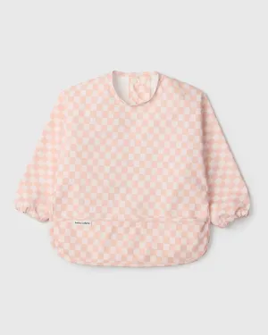 Loulou Lollipop Long Sleeve Bib - Pink Checkerboard