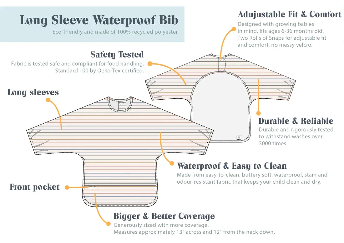 Loulou Lollipop Long Sleeve Waterproof Bib - French Breakfast