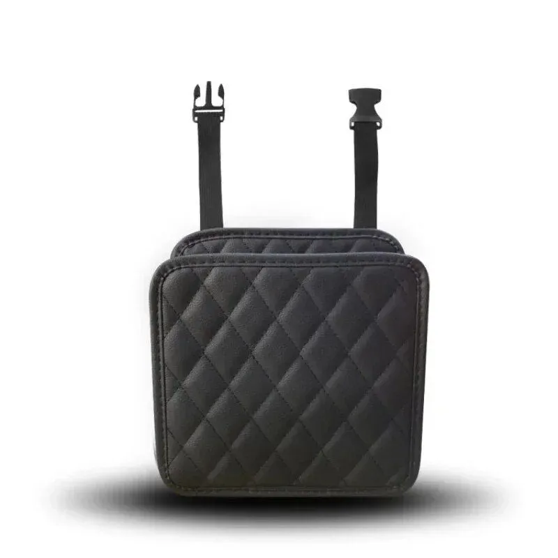Luxury Leather Car Seat Back Organizer with Phone and Umbrella Holder