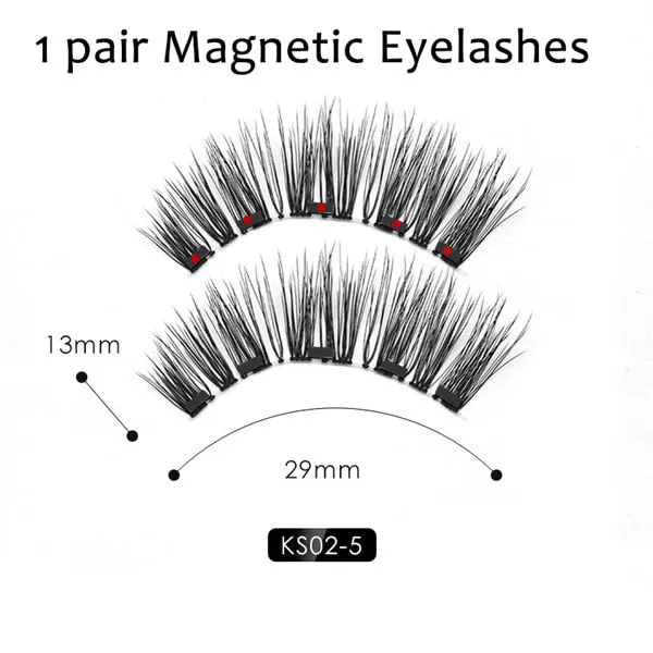 Magnetic False Eyelashes No Glue Full Eye 5 Magnet Reusable Fake Eyelashes Natural Soft Eyelashes Extension Magnetic Eyelash Kit
