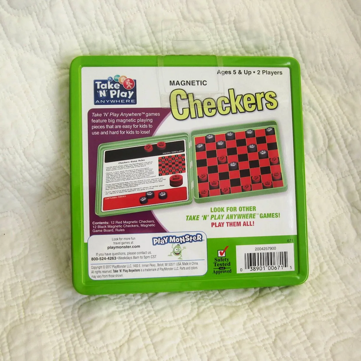 Magnetic Take and Play Checkers Travel Set, Ages 5 