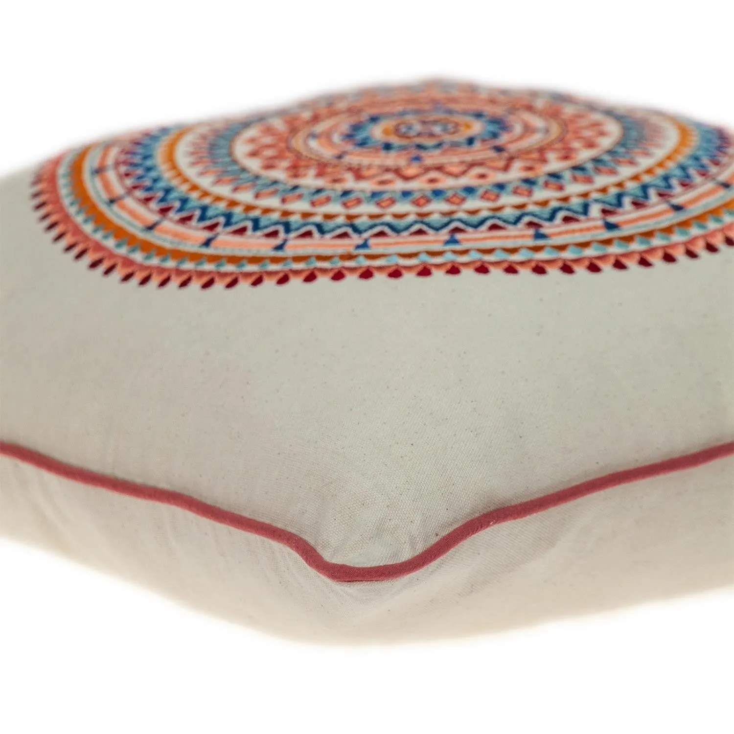 Mandala Embroidered Multicolor Throw Pillow