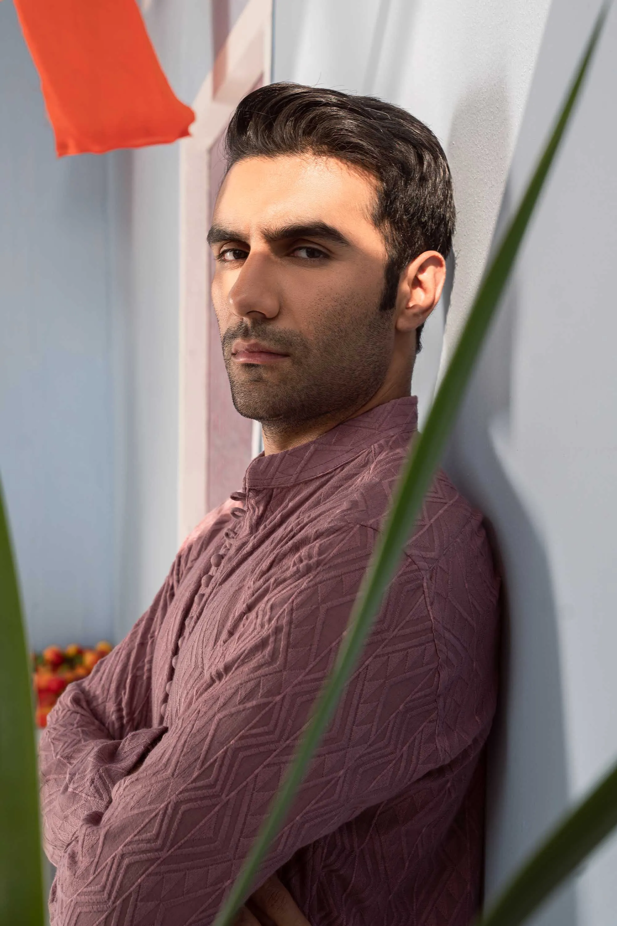 Mauve Embroidered Lawn Cotton Kurta: