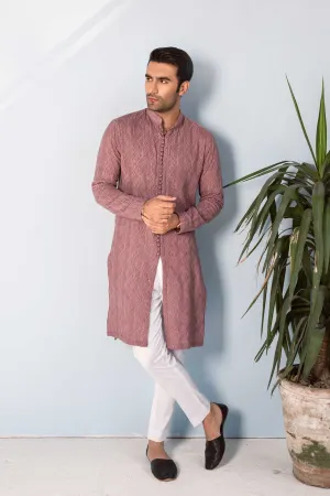 Mauve Embroidered Lawn Cotton Kurta: