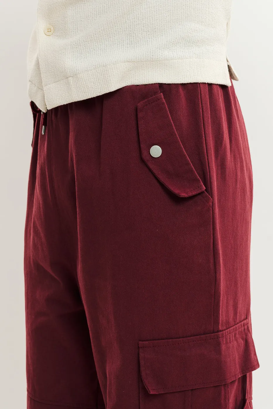 Men's Burgundy Street Style Cargo Pant