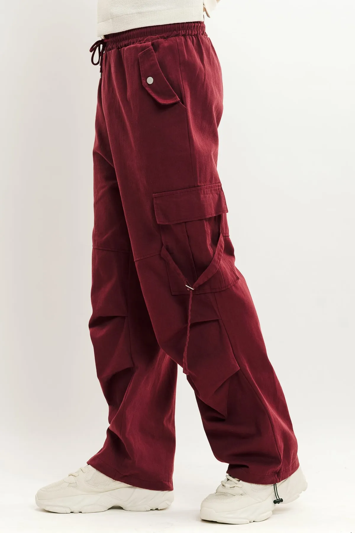 Men's Burgundy Street Style Cargo Pant
