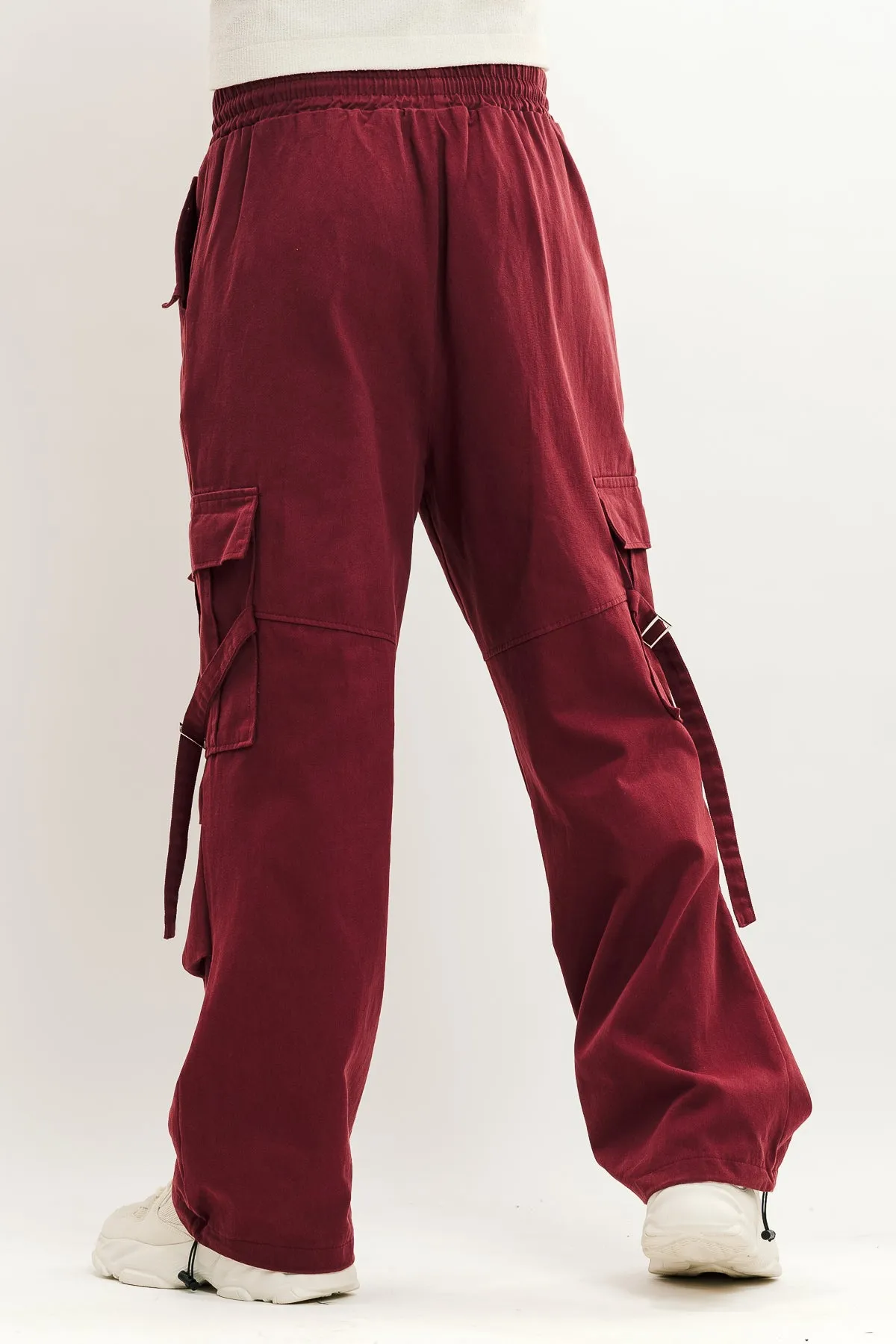 Men's Burgundy Street Style Cargo Pant