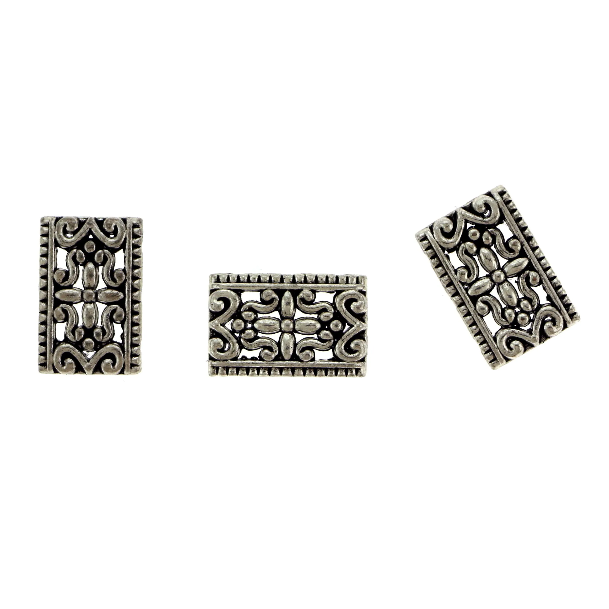 Metal Spacer Pewter 3 Hole Rectangle Design SPMT16