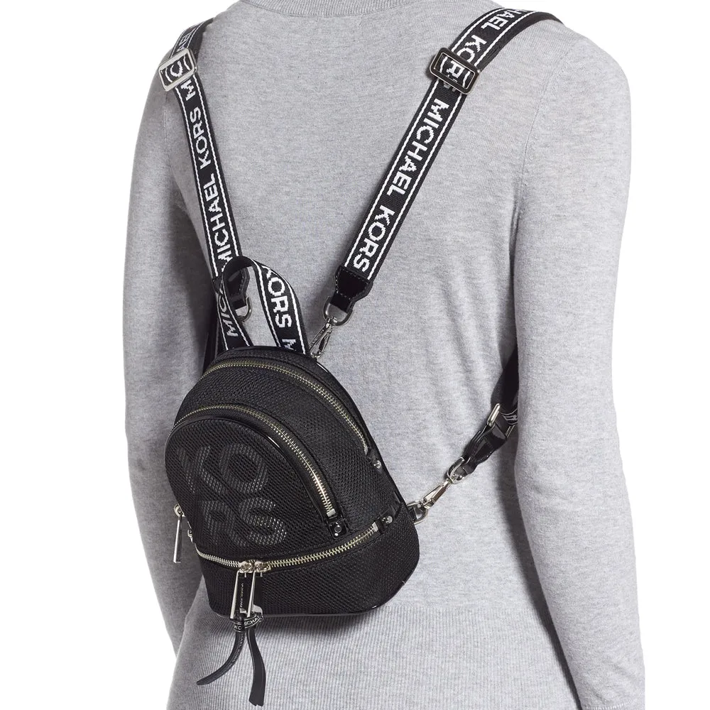 Michael Kors Rhea Zip Logo Convertible Messenger Backpack Bag- Black- Optic White