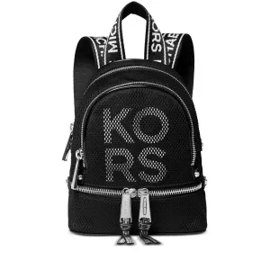 Michael Kors Rhea Zip Logo Convertible Messenger Backpack Bag- Black- Optic White