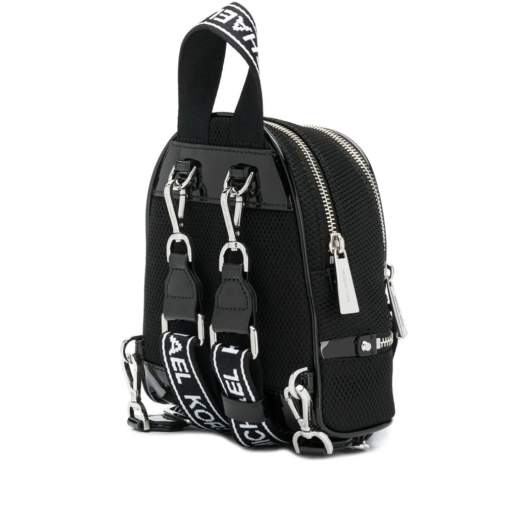 Michael Kors Rhea Zip Logo Convertible Messenger Backpack Bag- Black- Optic White