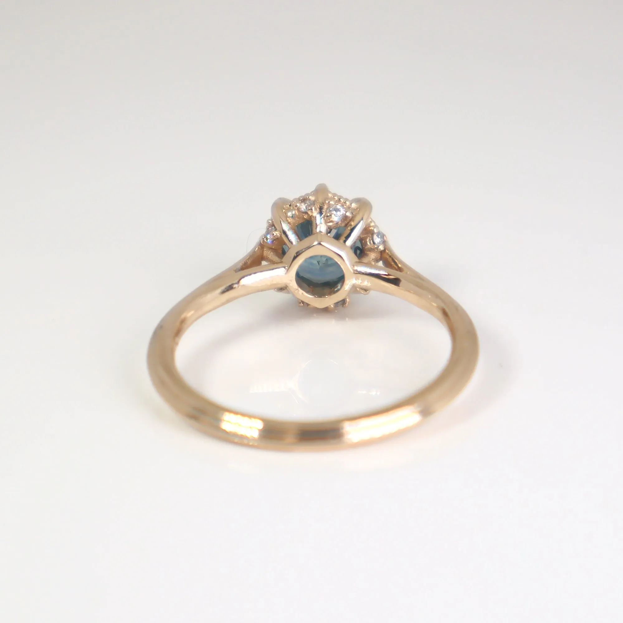 Mina Solitaire Ring with Blue Montana Sapphire and Diamond in Gold