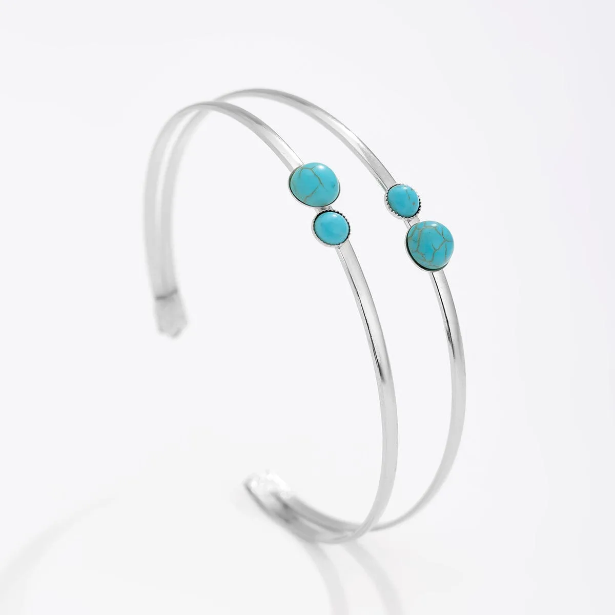 Minimalist Layered Turquoise Inlaid Arm Cuff
