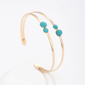 Minimalist Layered Turquoise Inlaid Arm Cuff