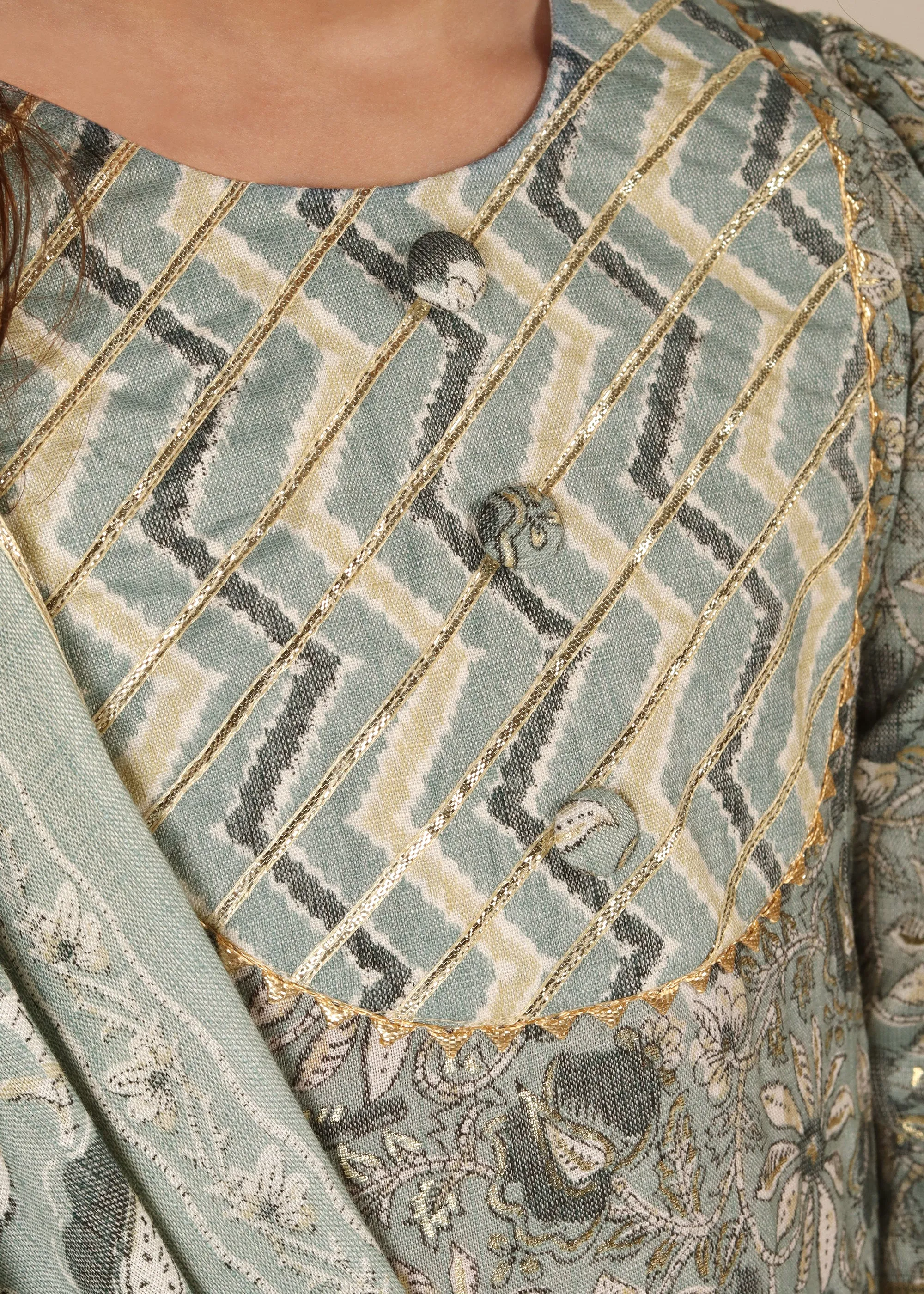 Mint Green Cotton Lacework Lehenga Set