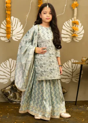 Mint Green Cotton Lacework Lehenga Set