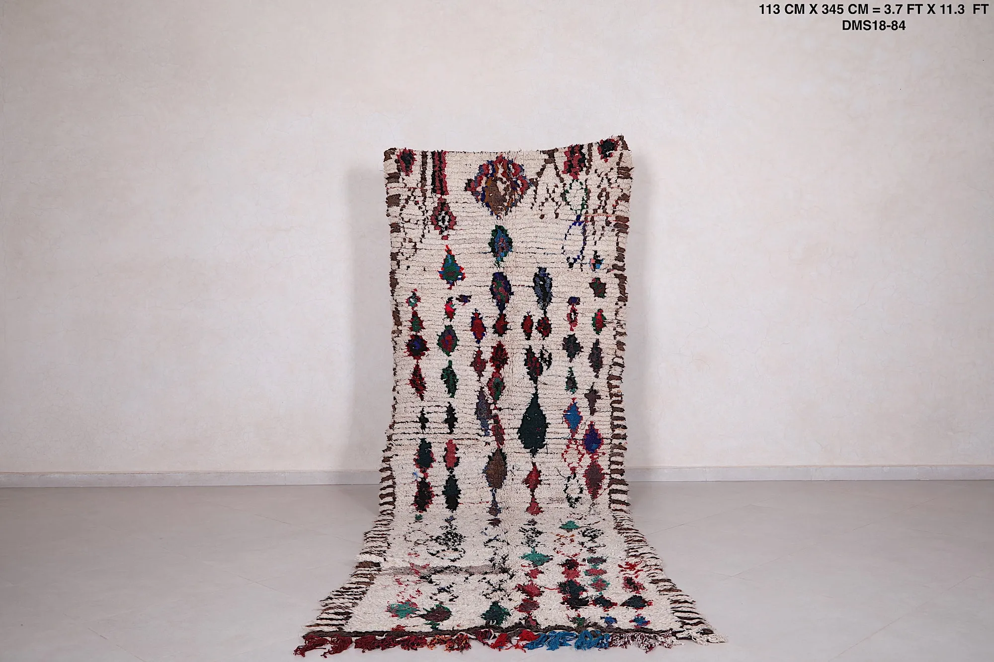 Moroccan Style Rug 3.7 x 11.3 FT - Vibrant Bohemian Design