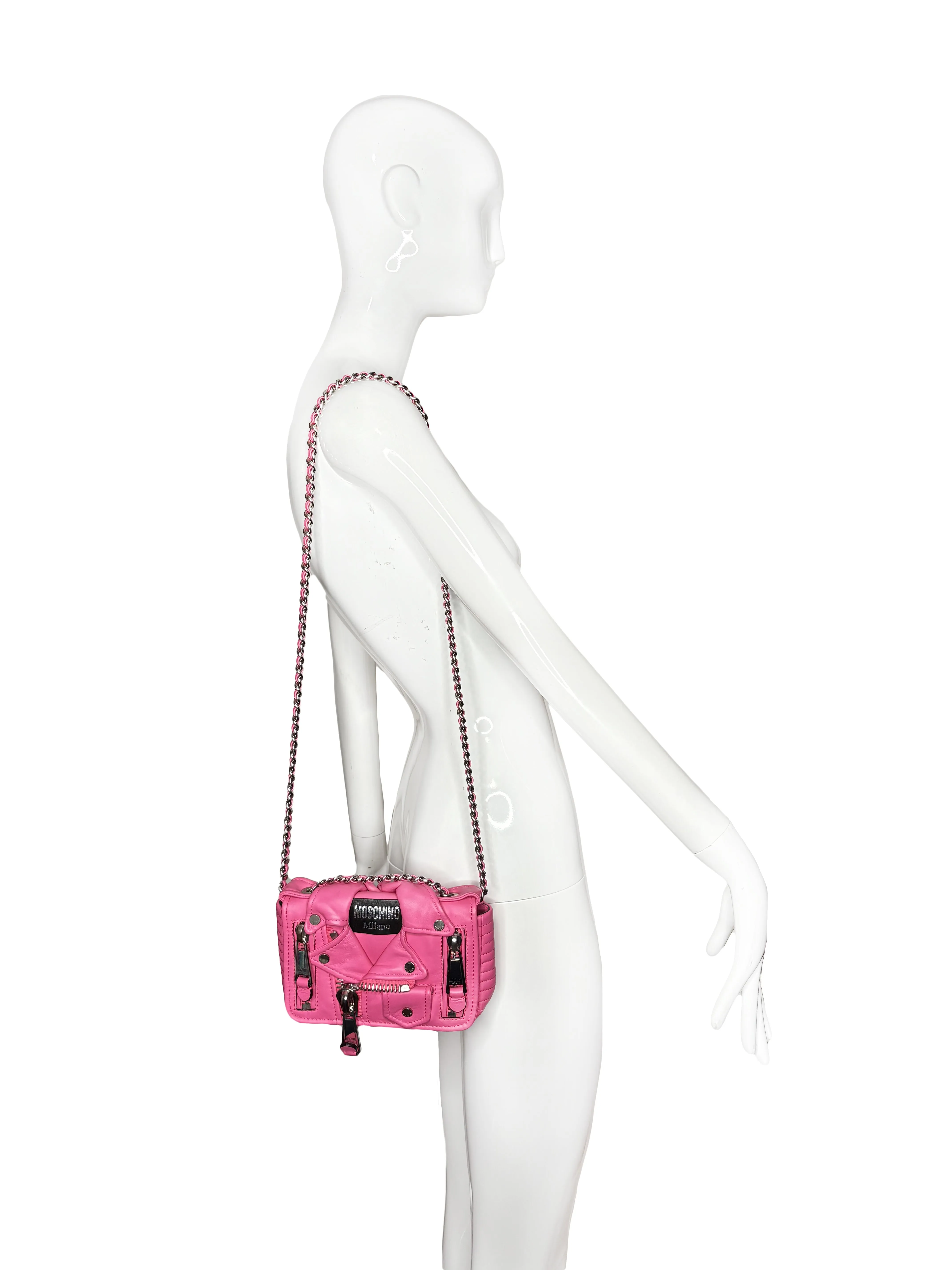 Moschino Pink Moto Jacket Bag with Silver Hardware, 'Barbie', SS15, OS