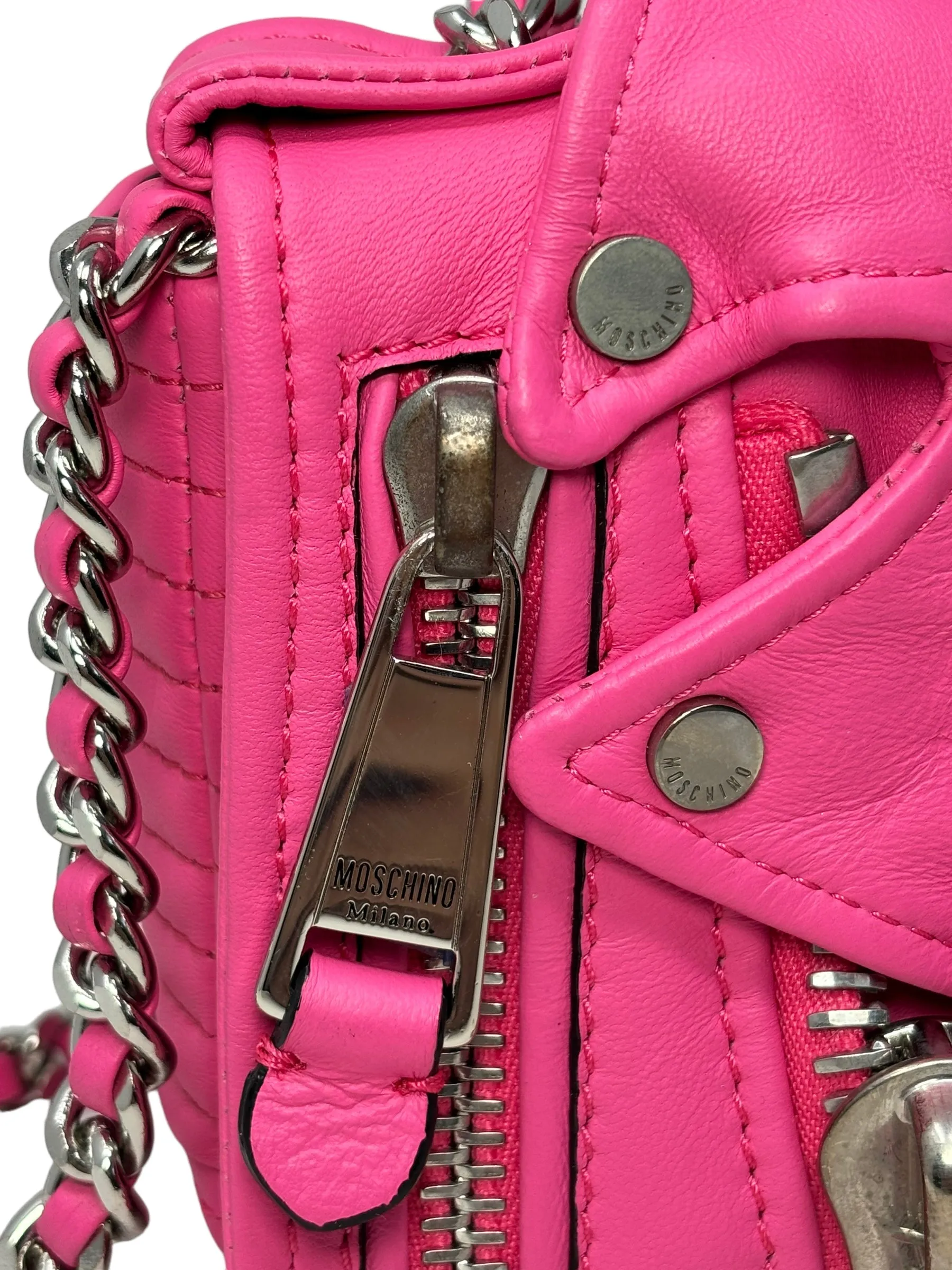 Moschino Pink Moto Jacket Bag with Silver Hardware, 'Barbie', SS15, OS
