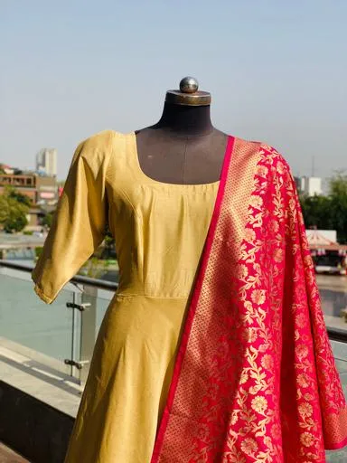 Mustard Silk Anarkali