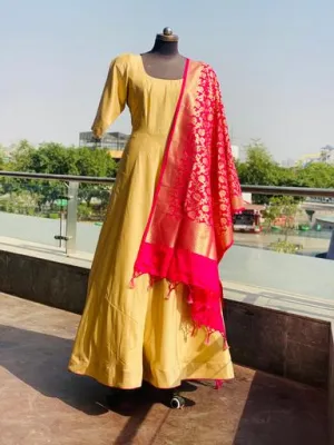 Mustard Silk Anarkali