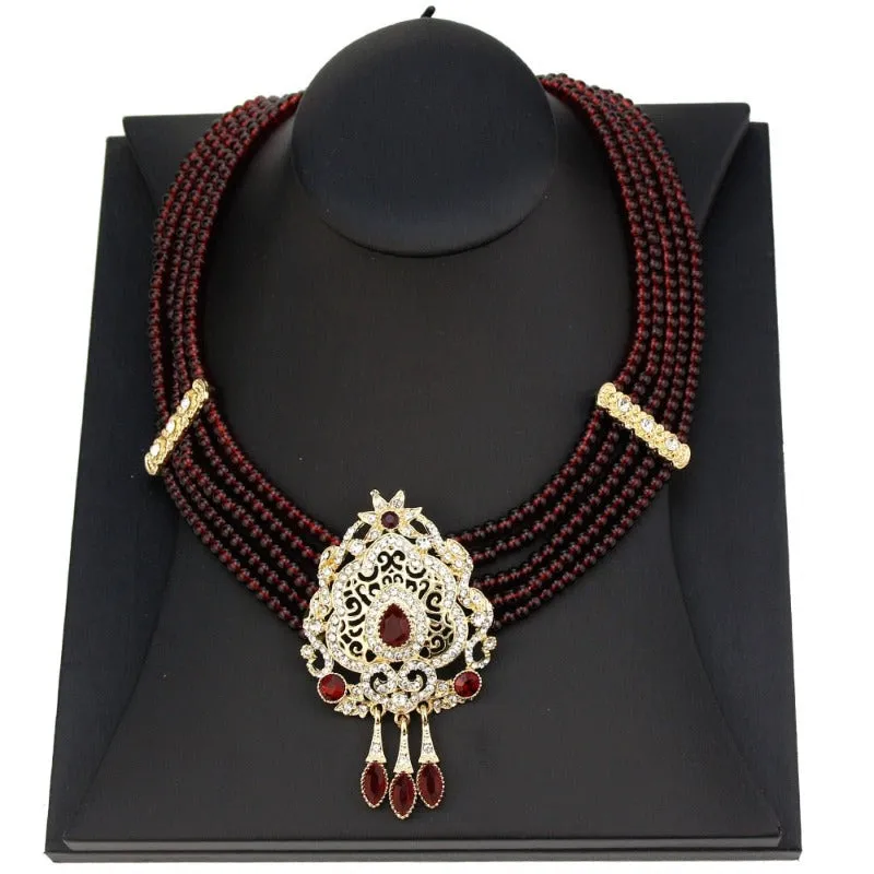 Natural Stone Beaded Necklace Drop Earring Wedding Jewelry Set