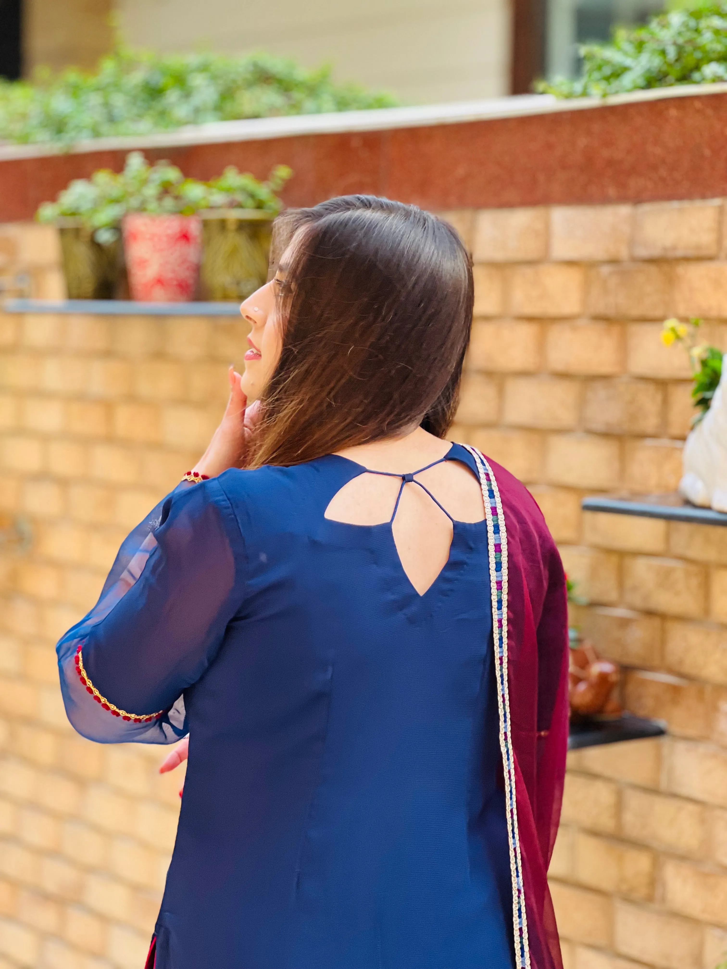 Navy Blue Embroidered Suit