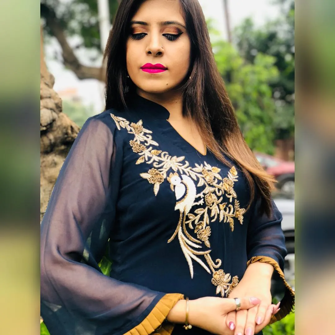 Navy Blue Georgette Suit