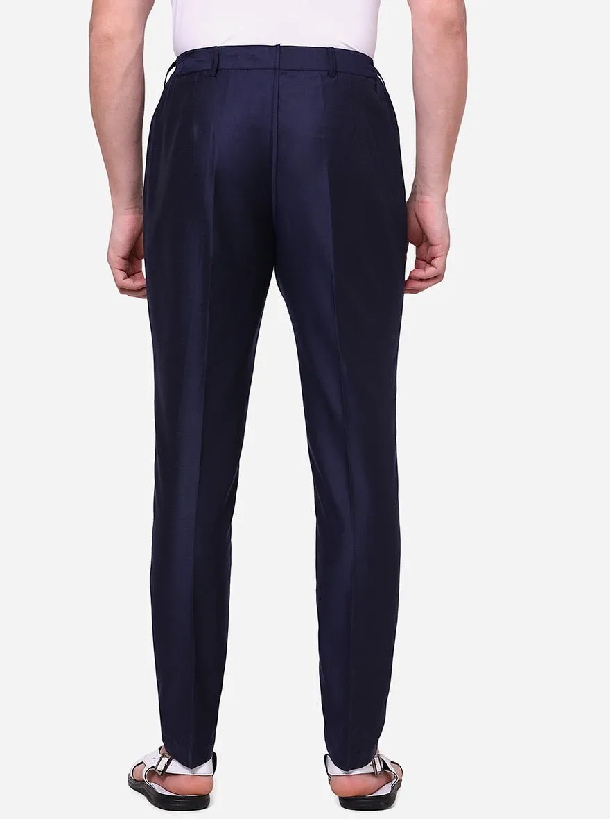 Navy Blue Solid Cotton Silk Blend Aligarhi Pajama